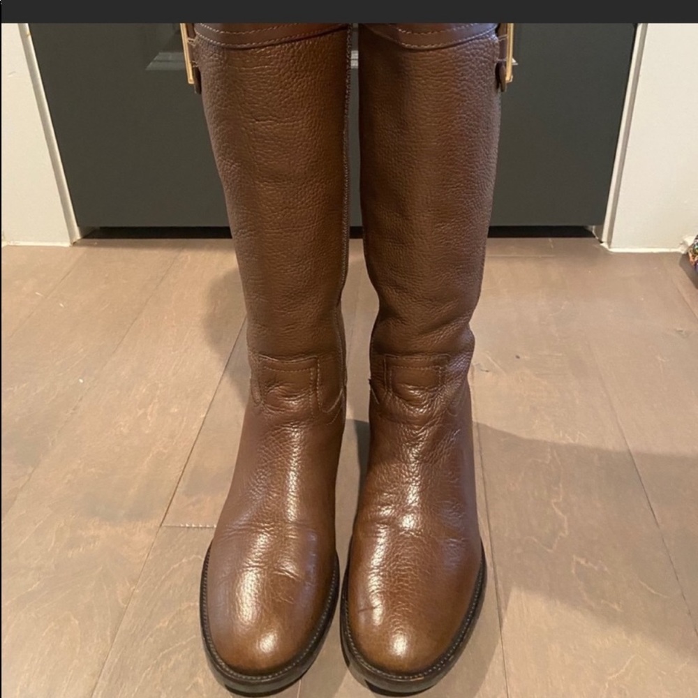 Authentic brown leather, Tory Burch riding boots.